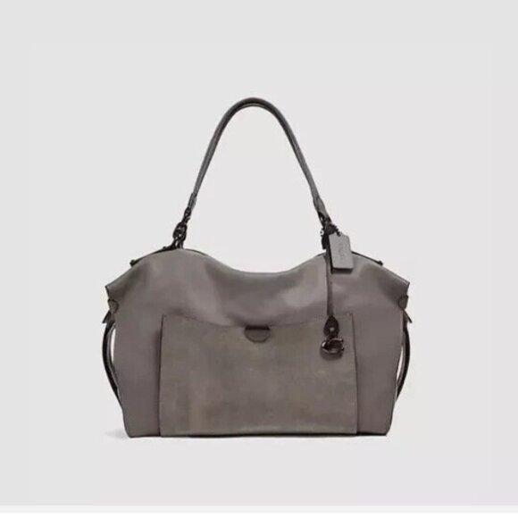 Coach Darla 32 Satchel Shoulder Bag Leather & Suede 76043 Grey - Picture 1 of 13